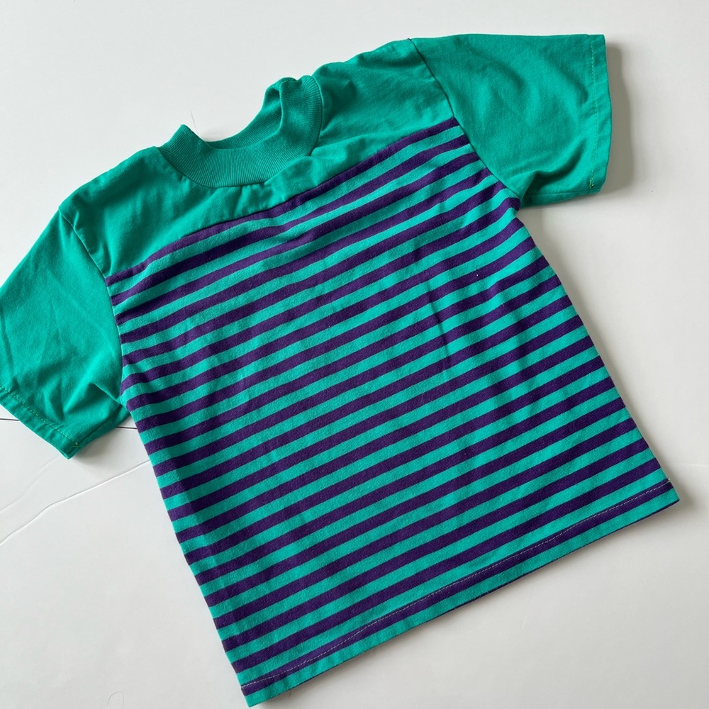 Vintage Green and Blue Striped Kids Shirt
